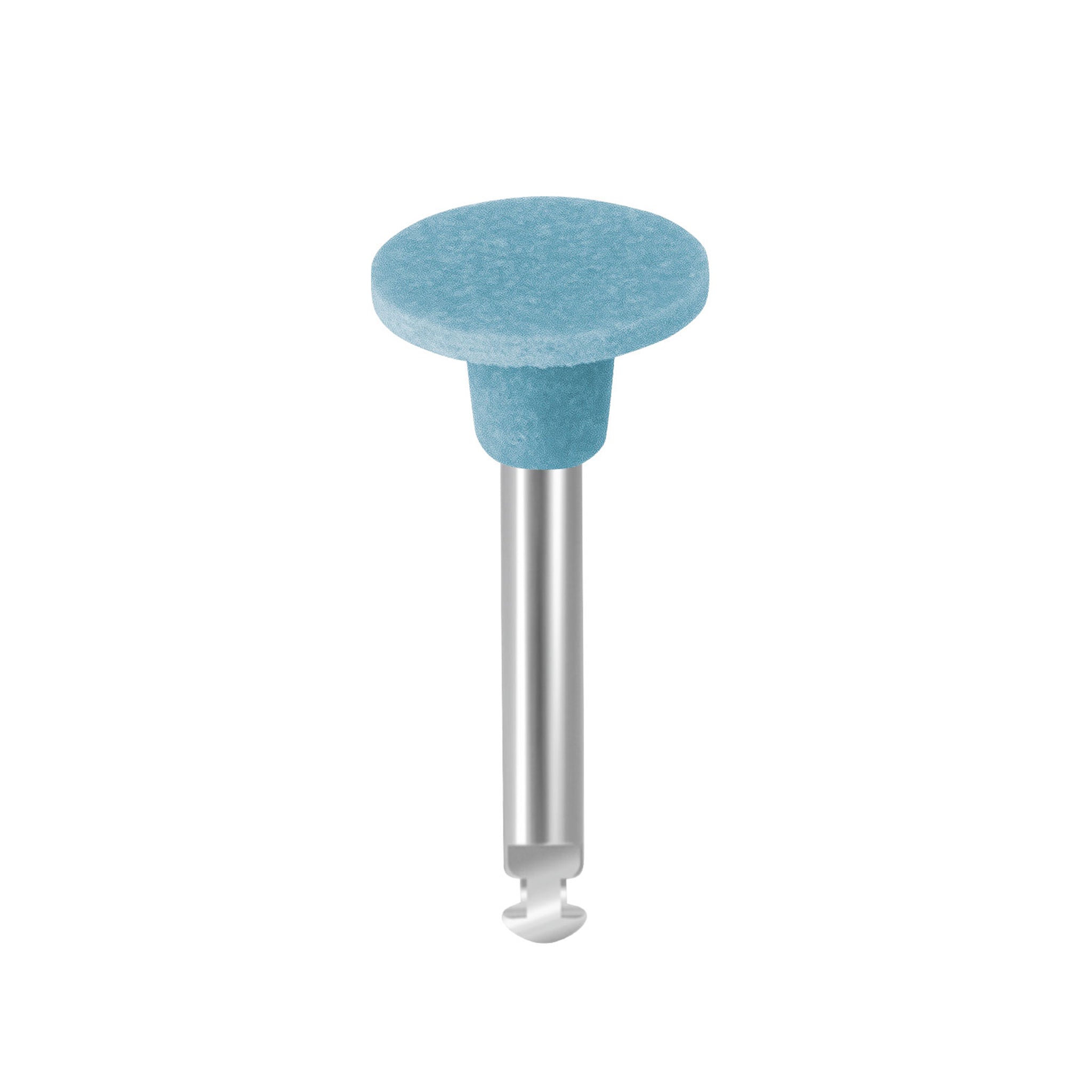 EVE BRACKET PLUS - BRP6 medium-grit disk-shaped polisher for efficient adhesive removal, designed for flat and broad surfaces. Blue with a silver rotary shank.